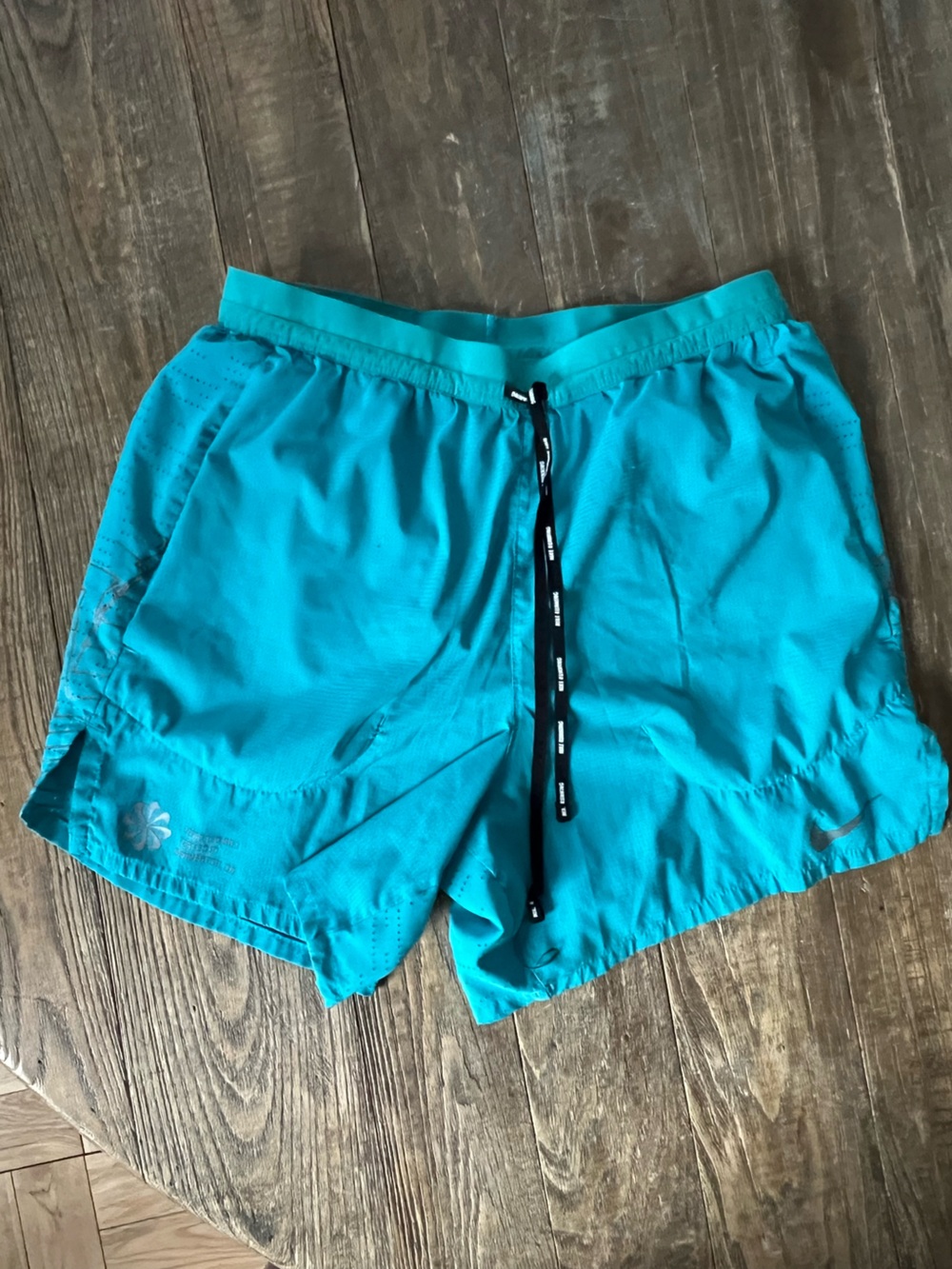 Nike Men's Teal Athletic Shorts with Black Drawstring